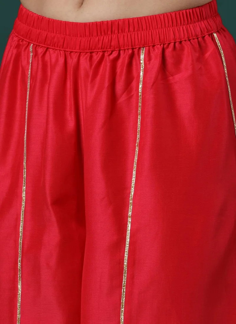 globus Globus Women Floral Embroidered Regular Thread Work Kurta With Palazzos Festive Set